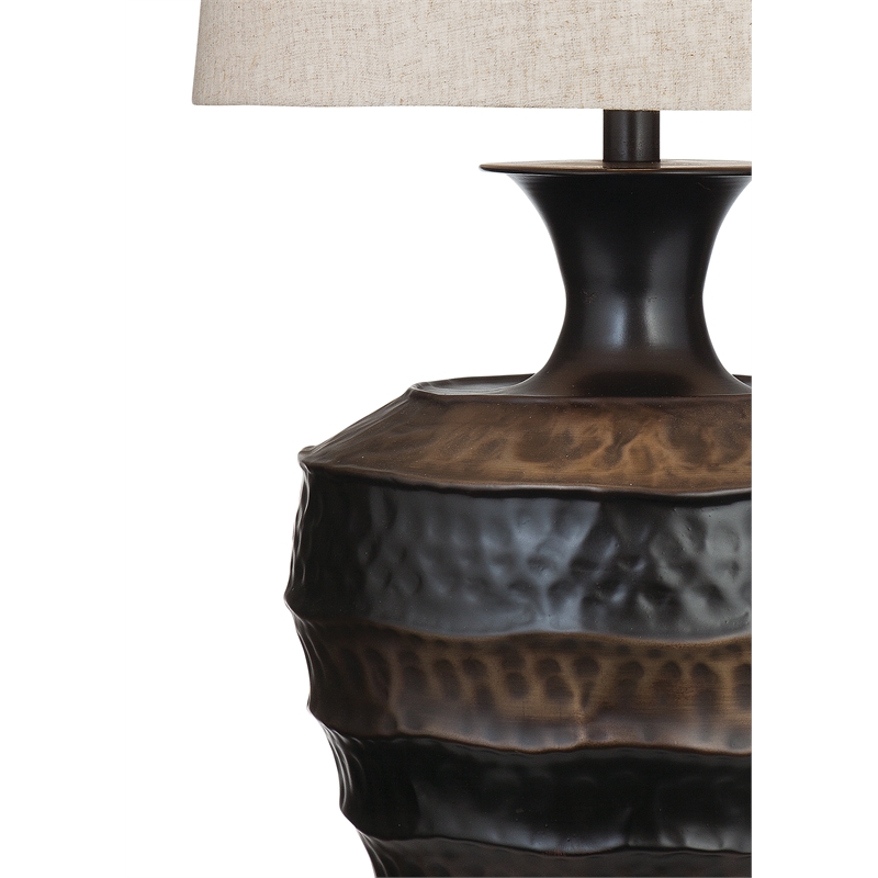 Bassett Mirror Bolder Metal Table Lamp with Tapered Shade in Brown