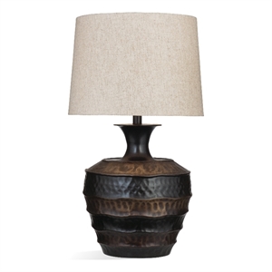 bassett mirror bolder metal table lamp with tapered shade in brown