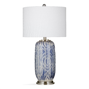 jeers table lamp in blue ceramic with brushed metal accents
