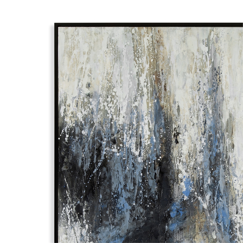 Blue Quiet in Blue Canvas Fabric with Black Frame