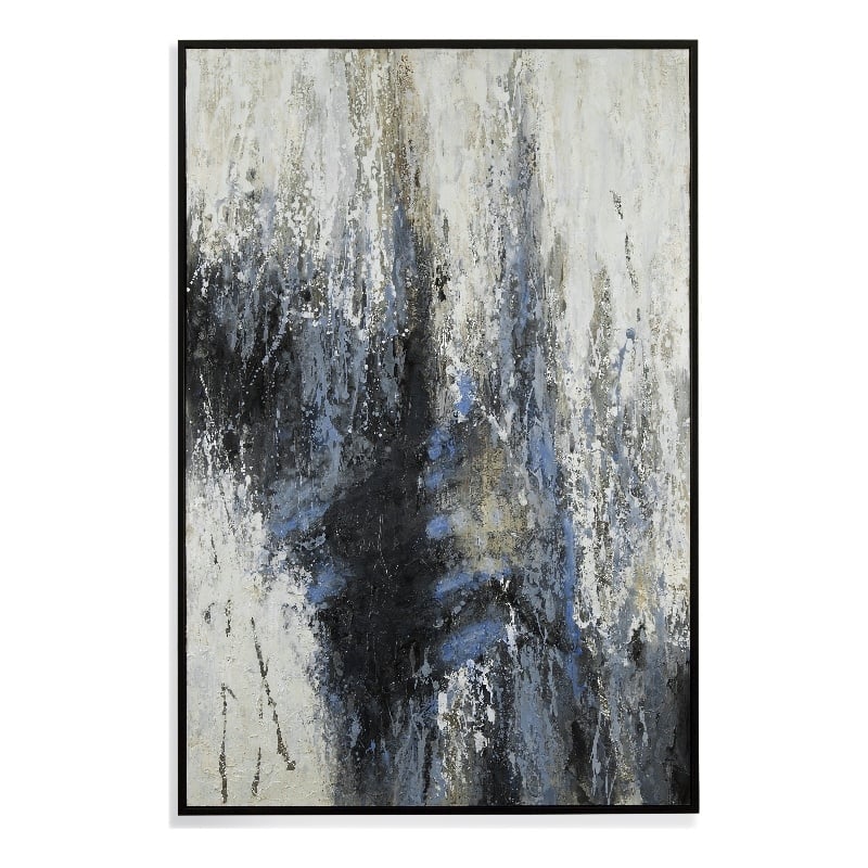 Blue Quiet in Blue Canvas Fabric with Black Frame