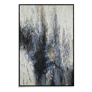 Blue Quiet in Blue Canvas Fabric with Black Frame