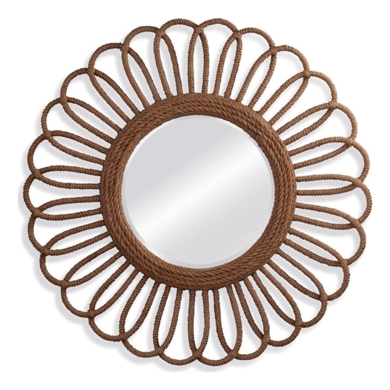Naples Wall Mirror in Brown Engineered Wood and Rope