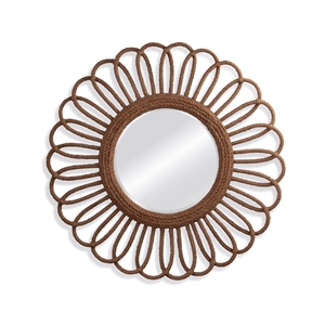 Naples Wall Mirror in Brown Engineered Wood and Rope