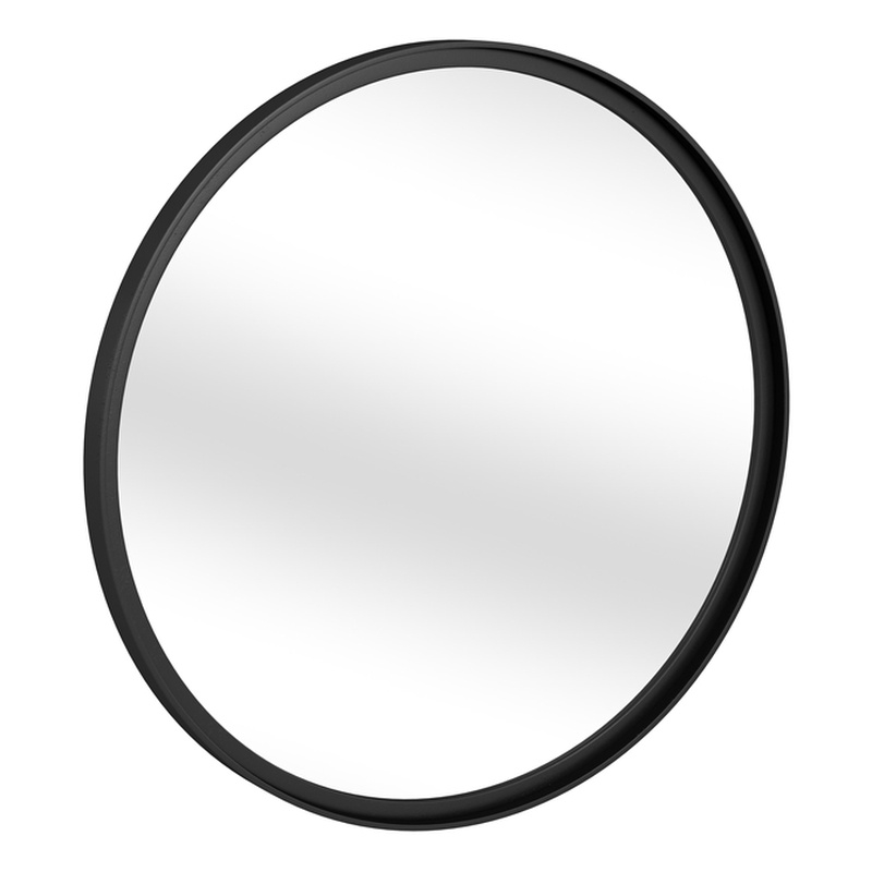 Jackie Round Wall Mirror in Black Metal Finish