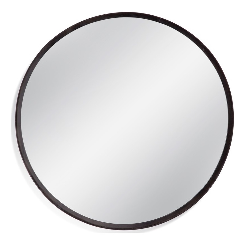 Jackie Round Wall Mirror in Black Metal Finish