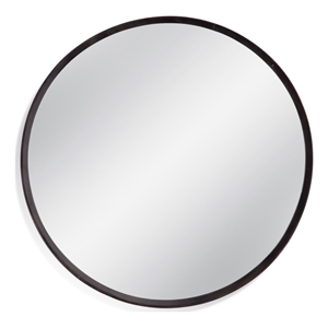 Jackie Round Wall Mirror in Black Metal Finish