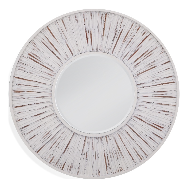 Ojos Round Wall Mirror in White Wood
