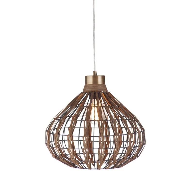 Pepper Moon Pendant in Brown Rattan