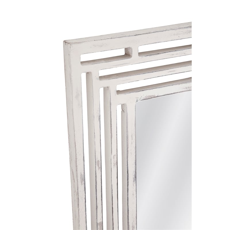 Epsilon Wall Mirror in White Engineered Wood