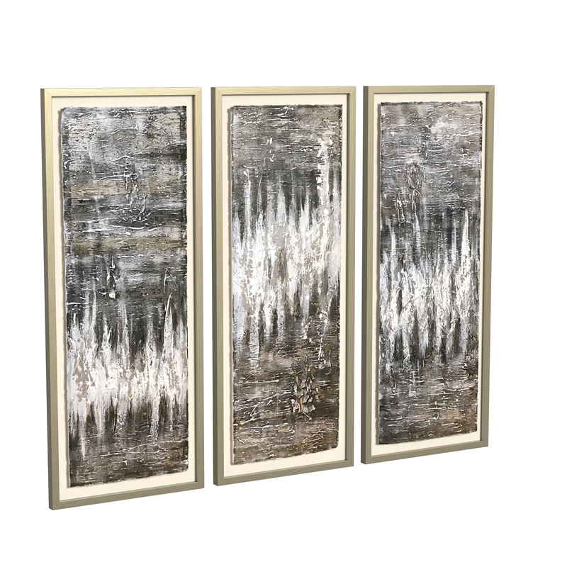 Estatic  Set of 3 in Silver Frame on Canvas Fabric