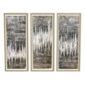 Estatic  Set of 3 in Silver Frame on Canvas Fabric