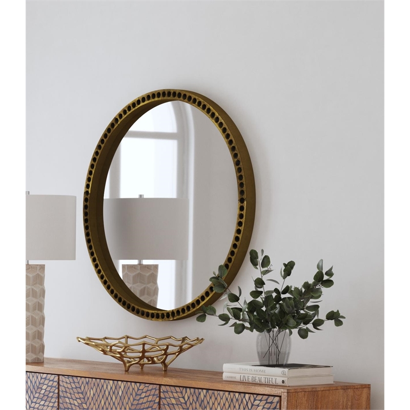 Sansee Wall Mirror in Brass Clad Engineered Wood