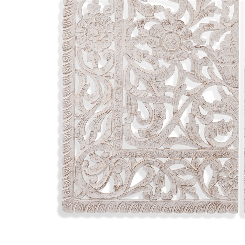 Arched Wall Hanging 2 Piece Set in White Engineered Wood