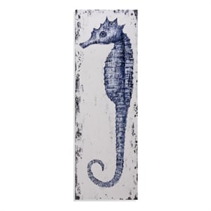 Bassett Mirror Coastal Canvas Fabric Wall Art with Sea Horses II in Blue