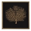 Silouette Sea Fan Wall Art in Gold with Wood Frame