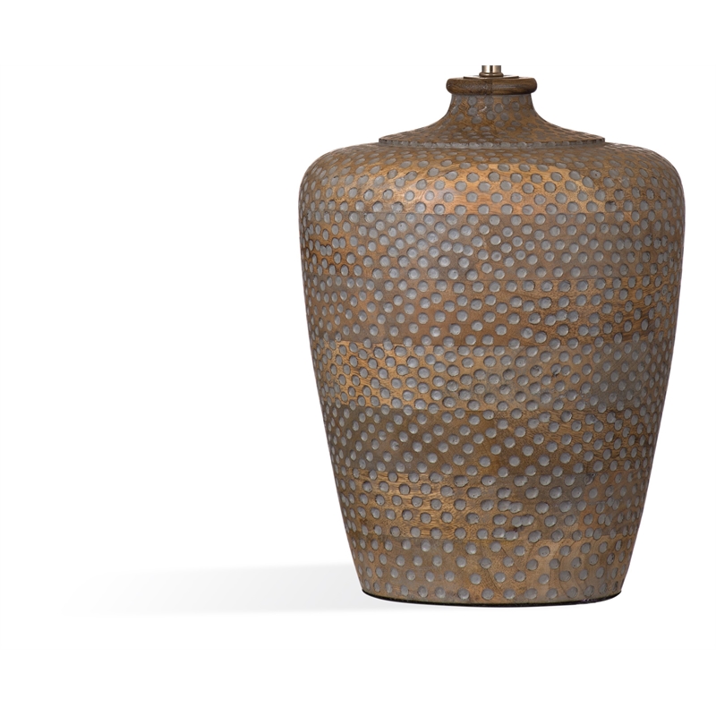 Rison Table Lamp in Natural Wood with Gray Highlights