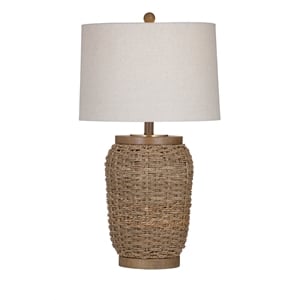 cherry grove table lamp in natural sea grass and brown metal