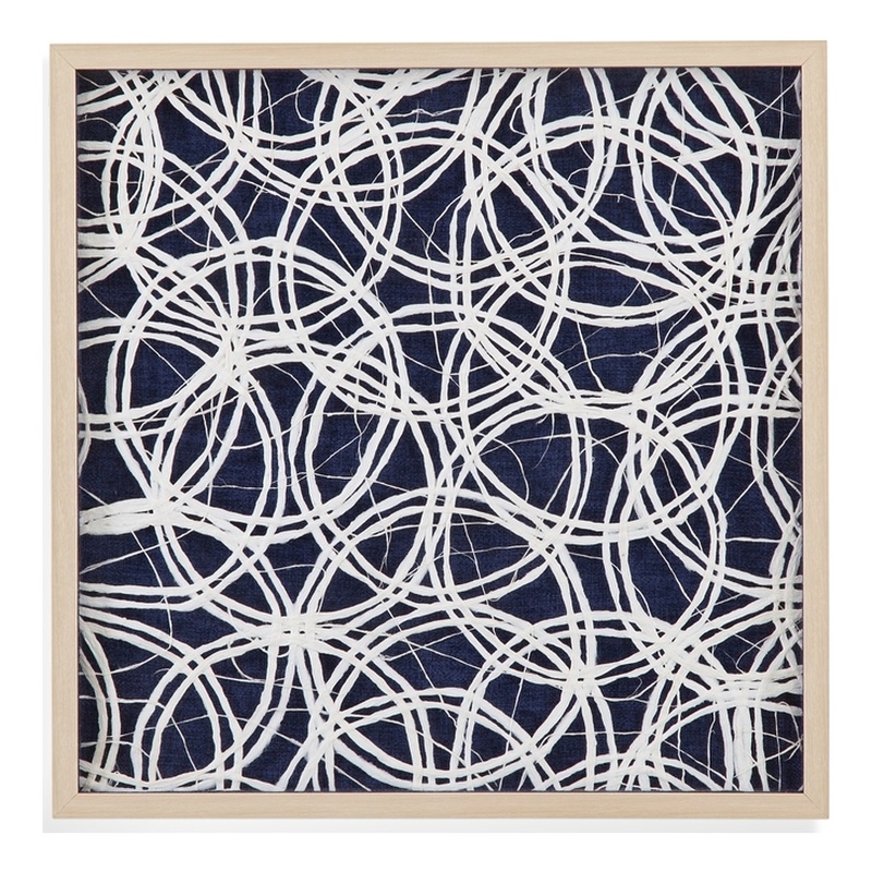 Selective Wall Art in Blue with Natural Blonde Wood Frame