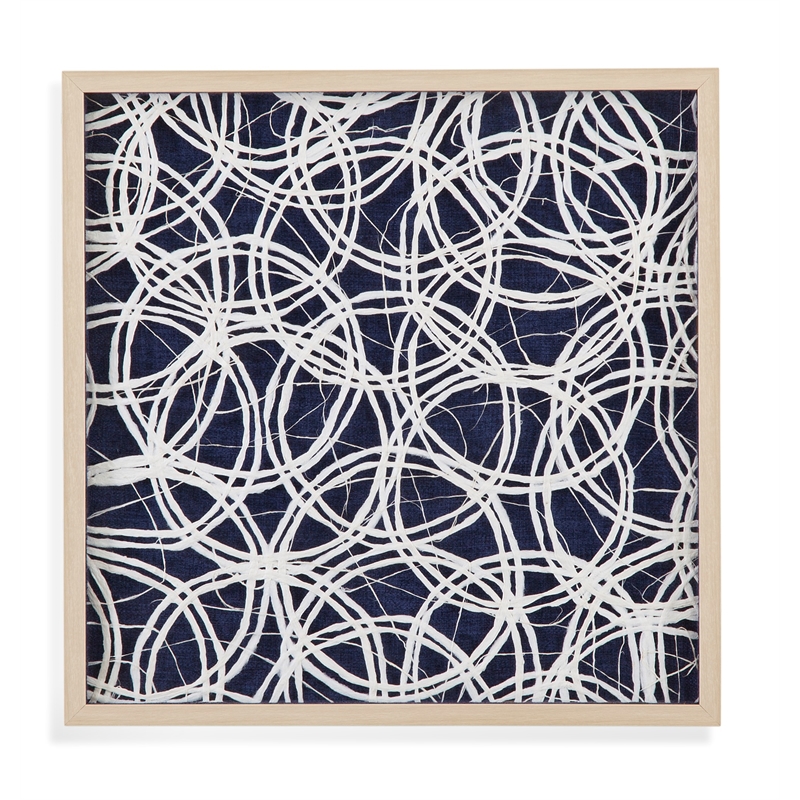 Selective Wall Art in Blue with Natural Blonde Wood Frame