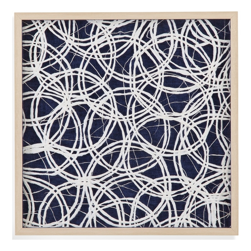 Selective Wall Art in Blue with Natural Blonde Wood Frame