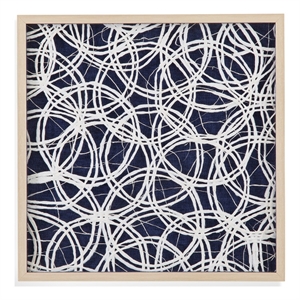 Selective Wall Art in Blue with Natural Blonde Wood Frame