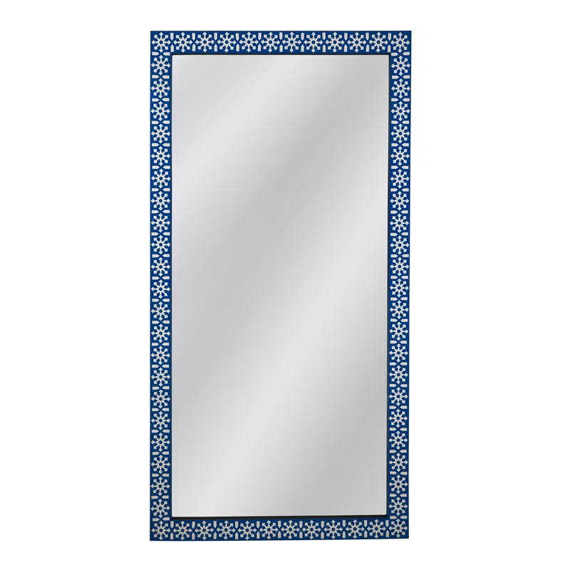 Kamal Floor Mirror in Blue and Ivory Bone and Resin