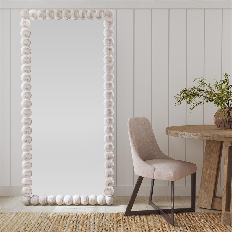 Mandith Floor Mirror in White Wood