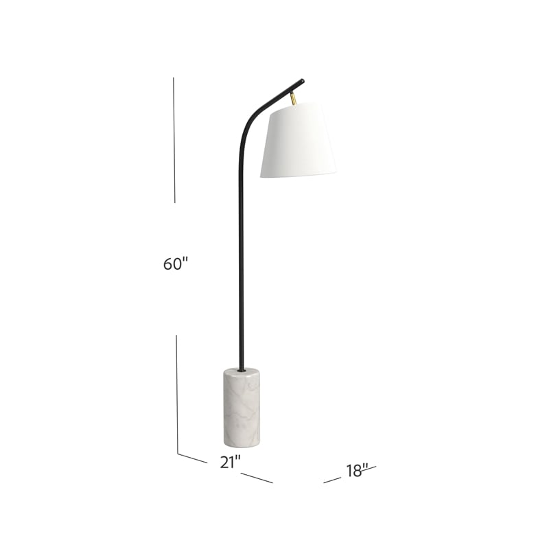 Studio Floor Lamp in Black Metal with Marble Base