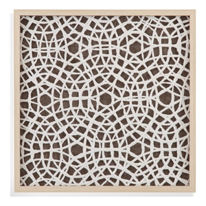 Lined Wall Art in Brown with Natural Blonde Wood Frame