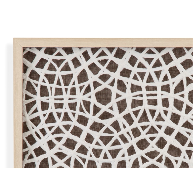 Lined Wall Art in Brown with Natural Blonde Wood Frame