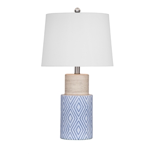 sands table lamp in blue and antique cream ceramic