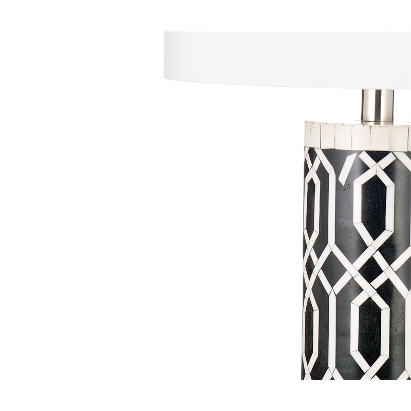Baaker Table Lamp in Black and White Resin and Bone
