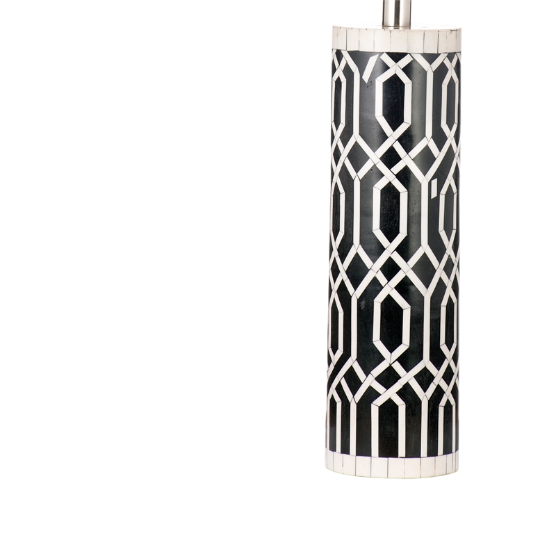 Baaker Table Lamp in Black and White Resin and Bone