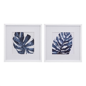 Palms Set of 2 on Matted Prints with White Polyurethane Frame