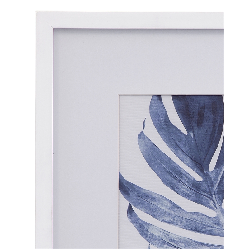 Leaves Set of 2 Matted Prints in White Polyurethane Frame