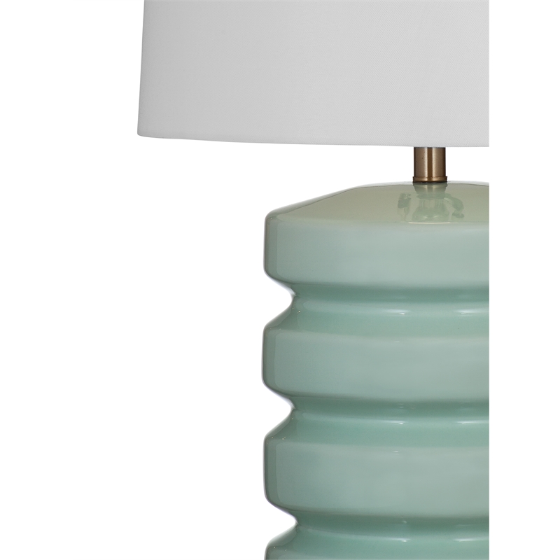 Marzz Table Lamp in Green Ceramic and Antique Brass Metal