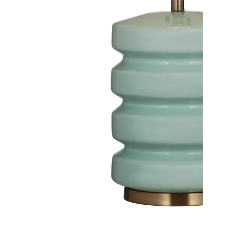 Marzz Table Lamp in Green Ceramic and Antique Brass Metal