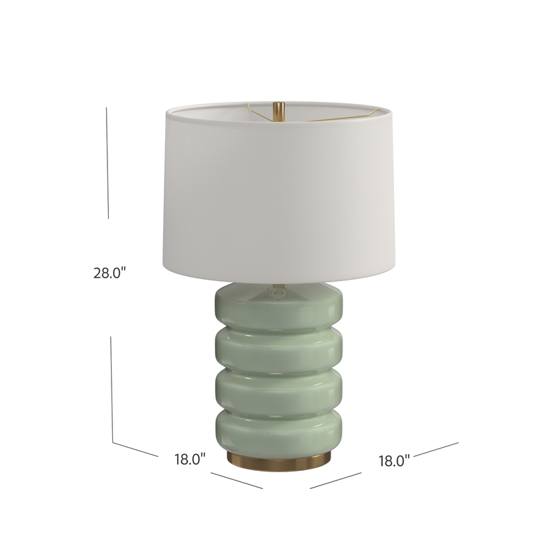 Marzz Table Lamp in Green Ceramic and Antique Brass Metal