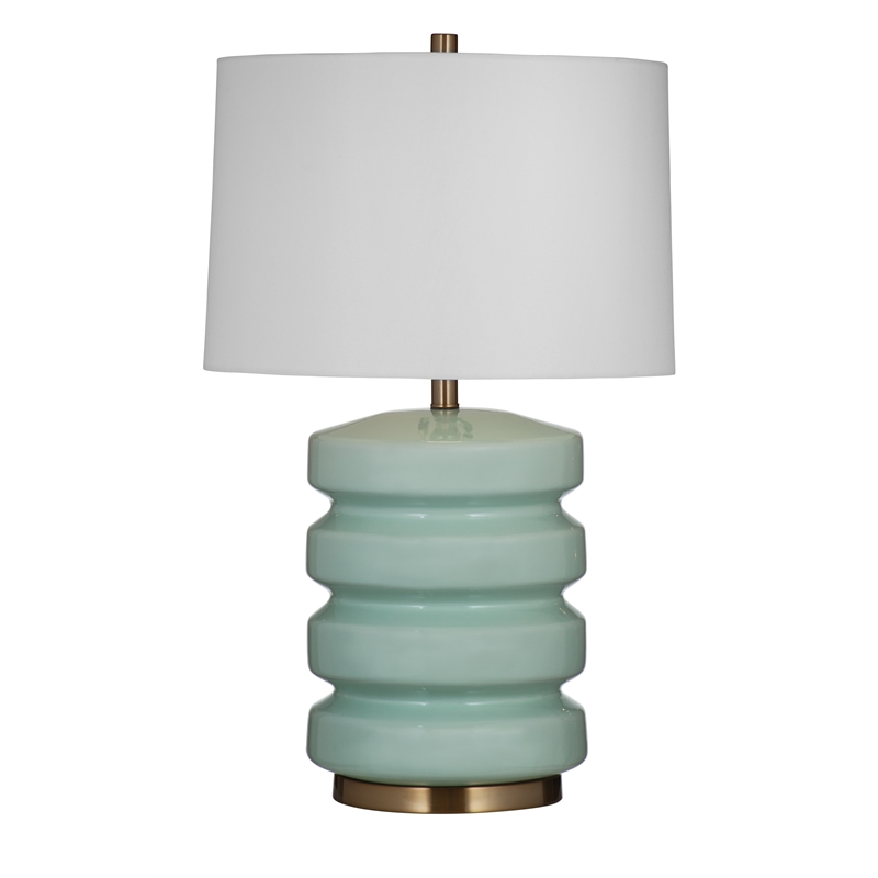 Marzz Table Lamp in Green Ceramic and Antique Brass Metal