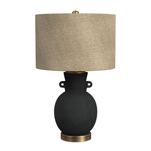bleene table lamp in matte black ceramic with brass accents