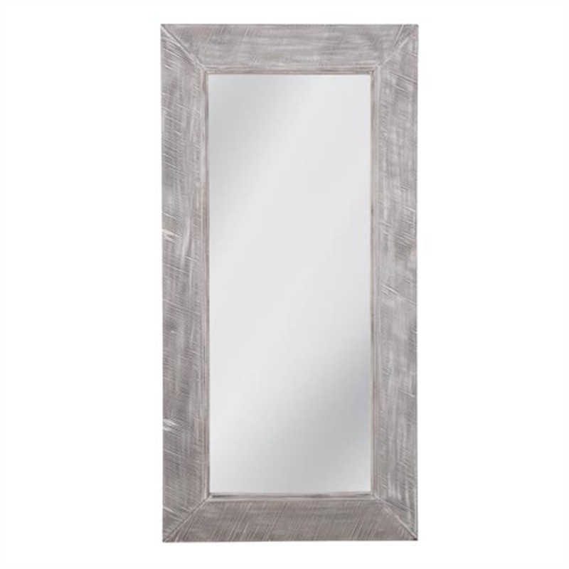 Baker Floor Mirror in White Washed Engineered Wood Frame