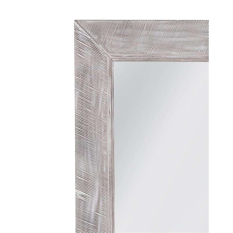 Baker Floor Mirror in White Washed Engineered Wood Frame