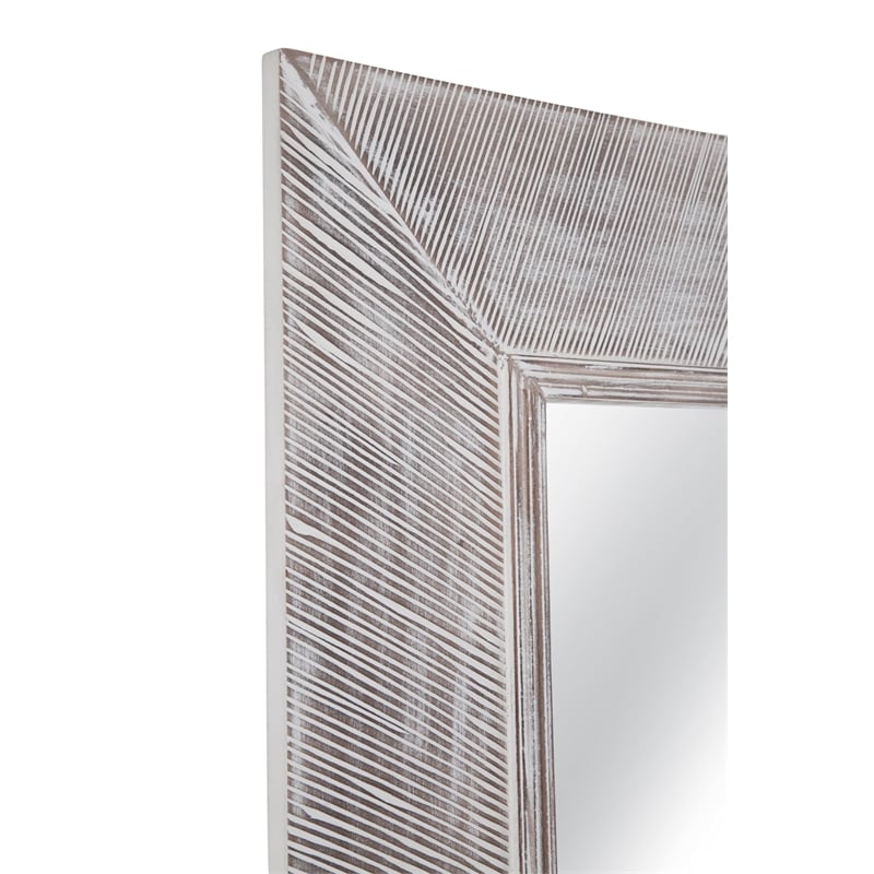 Baker Floor Mirror in White Washed Engineered Wood Frame