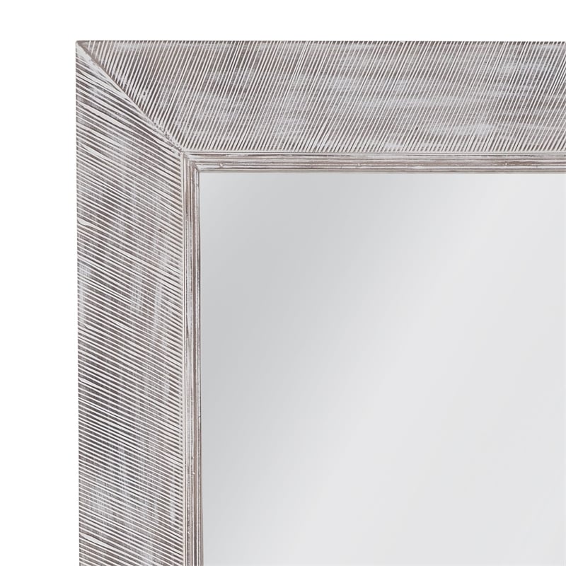 Baker Floor Mirror in White Washed Engineered Wood Frame