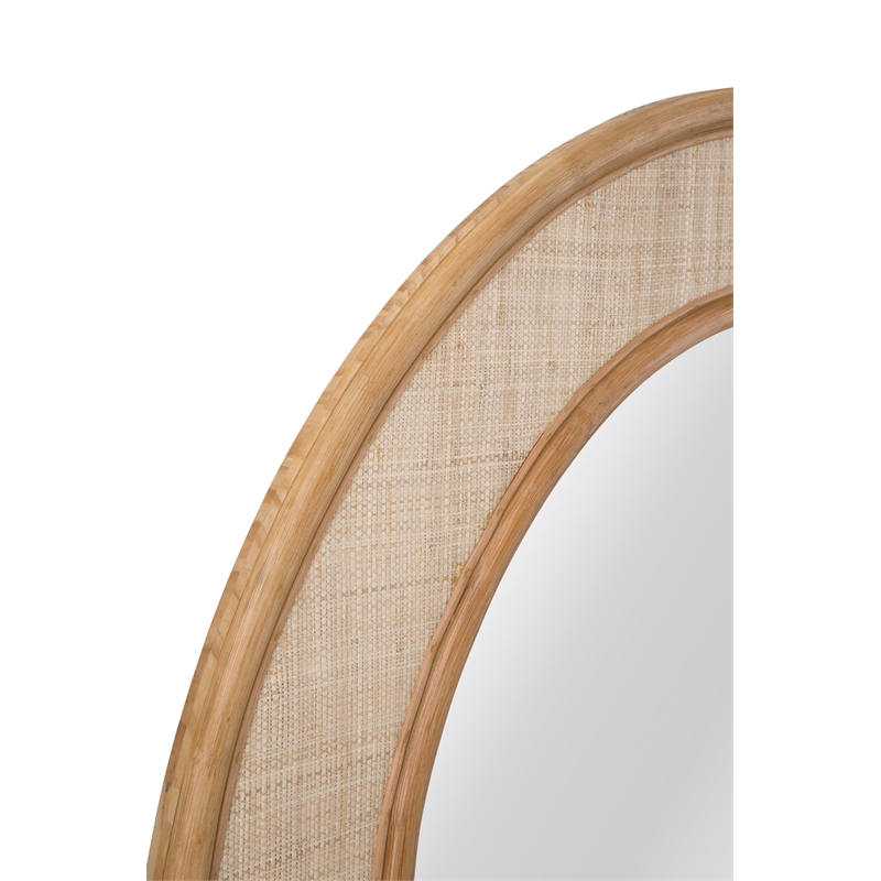 Anna Floor Mirror in Natural Rattan and Wood