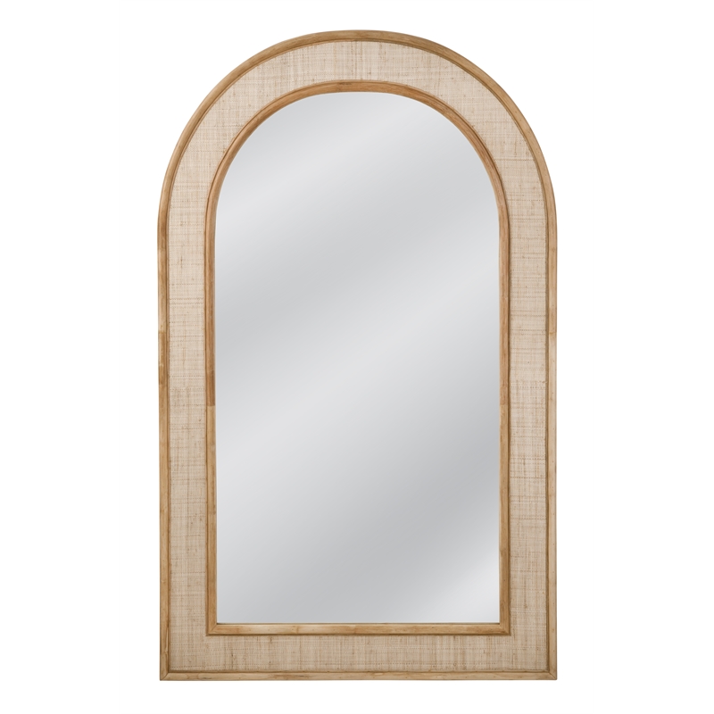 Anna Floor Mirror in Natural Rattan and Wood