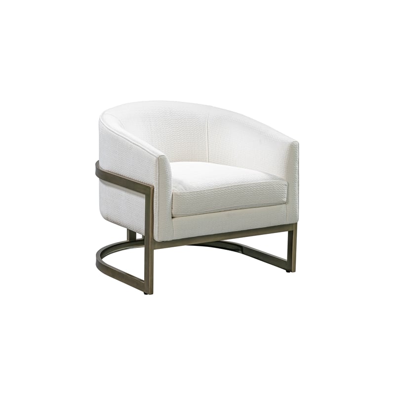 Bassett Mirror Neve Metal & Fabric Accent Chair in Gold/Ivory White