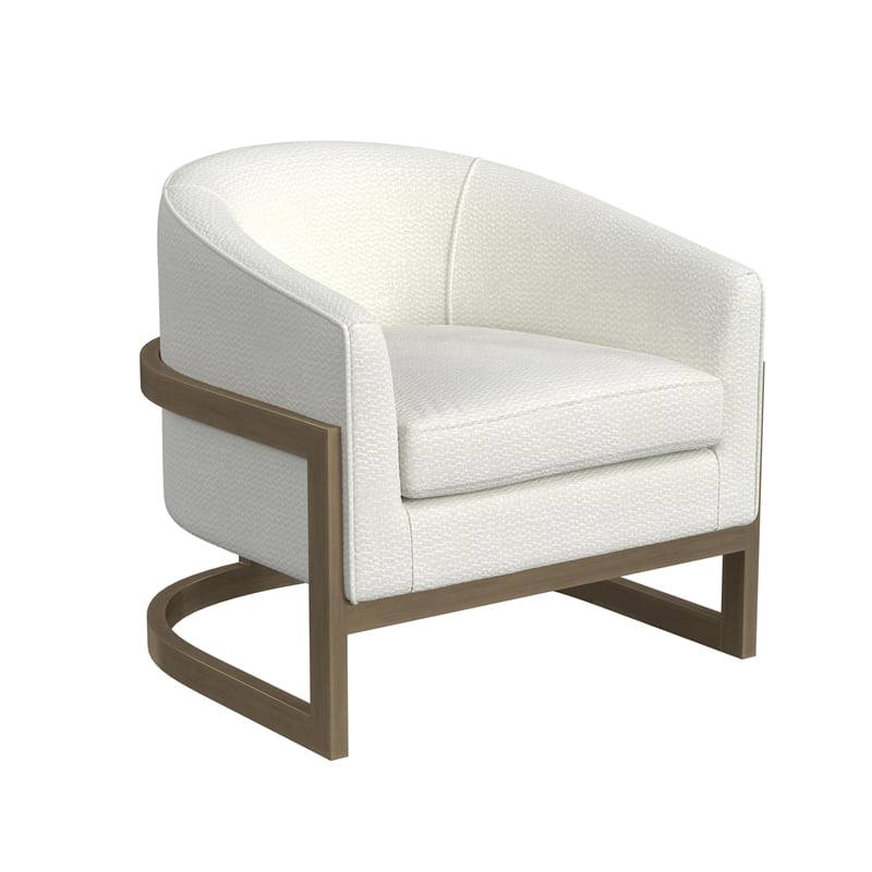 Bassett Mirror Neve Metal & Fabric Accent Chair in Gold/Ivory White