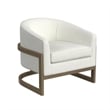 Bassett Mirror Neve Metal & Fabric Accent Chair in Gold/Ivory White